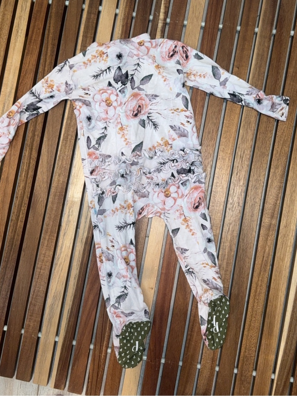 Like New Posh Peanut Harlow ruffled footie 6-9 months
